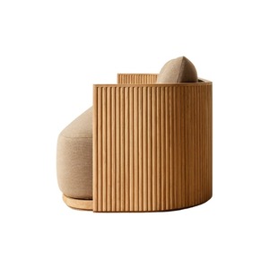 Canapé d'extérieur en teck massif résistant aux intempéries, ensemble de salon de jardin moderne et minimaliste pour projets de villas - Product Image 4