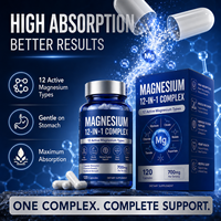 Capsules de complexe de magnésium 12 en 1, 12 formes actives de magnésium, absorption élevée, soutien pour le sommeil, les muscles et les nerfs, étiquette privée OEM