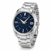 Montre de plongée 100m avec logo personnalisé, verre saphir double bombé, date, bracelet en cuir, mouvement automatique NH35 GS, pour homme, 181