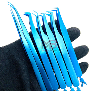 Pinces à épiler pour extensions de cils en acier inoxydable plaqué or couleur personnalisée, pointe lisse, longueur 10 mm, pinces à épiler durables pour cils de lapin - Product Image 6