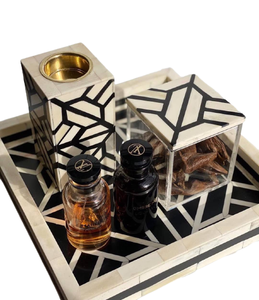 Ramadan Gift Set <b>Electric</b> Bakhoor <b>Incense</b> <b>Burner</b> with Traditional Bone Inlay Mop Wood Material From Traditional Arabian Design - Product Image 6