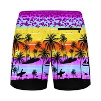 Shorts de bain pour hommes imprimés personnalisés de haute qualité Double couche 100% Polyester séchage rapide été surf poches dans la rue haute