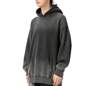 Pull à capuche surdimensionné en coton mélangé de haute qualité pour hommes, fait sur mesure, poids lourd, motif solide, Style hivernal, prix de gros - Product Image 4