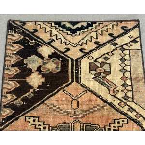 Turkish Vintage Rug, 1.8x1.8 ft Small Rug, <b>Brown</b> Beige Southwestern <b>Wool</b> Rug - Product Image 5