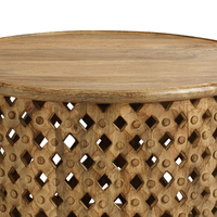 Table basse en bois massif sculpté, design moderne, fait main, durable, hauteur réglable, montage facile, pour salon