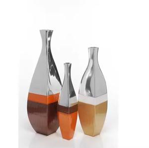 Minimalist Silver Finished <b>Decorative</b> Vase For Office Desk Reception Area And Corporate Interior Styling Handcrafted From India - Product Image 6