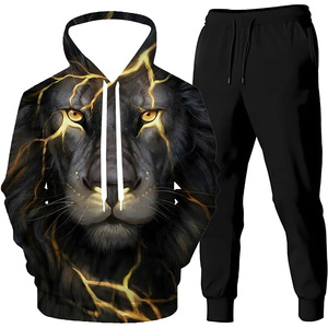 Conjunto de chándal con capucha de gran tamaño con impresión de logotipo personalizado perfecto para ropa de calle moda correr jogging gimnasio sesiones de entrenamiento - Product Image 1