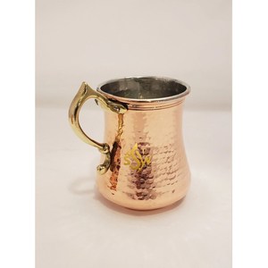 Hammered Design Metal Moscow Mule <b>Mug</b> With Brass Handle Beer Drinking 100% Pure Copper <b>Mug</b> for Restaurant Hotel Cafes and Bars - Product Image 1