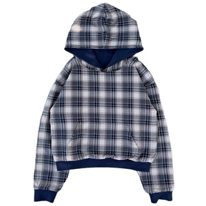 Sweat à capuche zippé rétro coréen, à carreaux, double face, avec empiècements, style Y2K, noir classique, pour l'extérieur, avec broderie en tissu éponge - Product Image 5