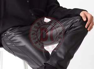 Pantalons en cuir noir d'hiver imperméables à séchage rapide écologiques à taille mi-haute brodés en polyester/coton sur mesure à prix avantageux - Product Image 5