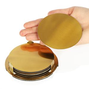 Wholesale High Quality Round <b>Marble</b> <b>Coaster</b> Set of 4 Aluminium <b>coaster</b> Set Round Natural <b>Coasters</b> with Round Gold Soft Edges - Product Image 5