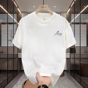 Camisetas de algodón personalizadas de fábrica OEM para hombre, camiseta tejida de algodón puro, camiseta informal de moda de manga corta transpirable - Product Image 2