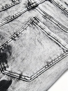 2025 Custom Stylish 100% Cotton <b>Printed</b> Men's Summer Jorts Paisley Patterned Hip Hop Premium Distressed Washed Denim Shorts - Product Image 5