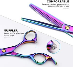 Ciseaux de barbier haut de gamme à manche arc-en-ciel, meilleurs ciseaux de coiffure, manche en céramique, lame en acier inoxydable de qualité supérieure, finition polie et affûtée - Product Image 3