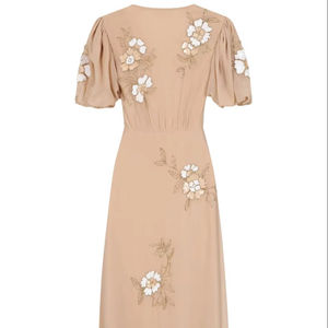 Vestido largo con bordado Floral y cintura elástica de alta calidad, tejido Natural, deslizamiento de noche, cuello Barco, algodón informal para gasa de verano - Product Image 1