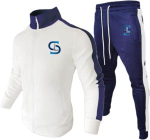 Survêtement de sport pour hommes Survêtement à rayures en polyester Survêtement pour hommes Jogging d'hiver à fermeture éclair complète - Product Image 2