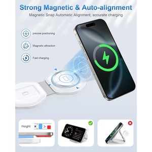 3 1 pieghevole magnetico senza fili stazione di ricarica per i dispositivi Apple Multi-funzione lampada integrata Power Bank ROHS ha certificato PC US - Product Image 6