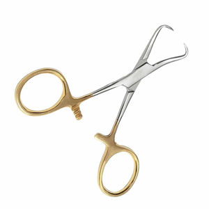 Pinces chirurgicales médicales de 3,5 pouces, demi-or, pince à serviette, à commande manuelle, en acier inoxydable allemand - Product Image 2