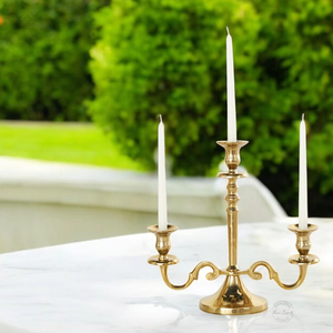 Elegant Gold 3-Arm Aluminum <b>Candelabra</b> High-Quality for Weddings Parties and Luxurious Christmas Tabletop Decor - Product Image 1
