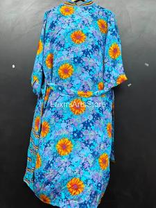 Kimono de Lujo de Seda Crepé para Mujer |   Falda Cruzada de Seda con Estampado Floral y Cintura Elástica Hecha a Mano |   Ropa de Playa y de Estar por Casa para Verano, Regalo para Ella - Product Image 6