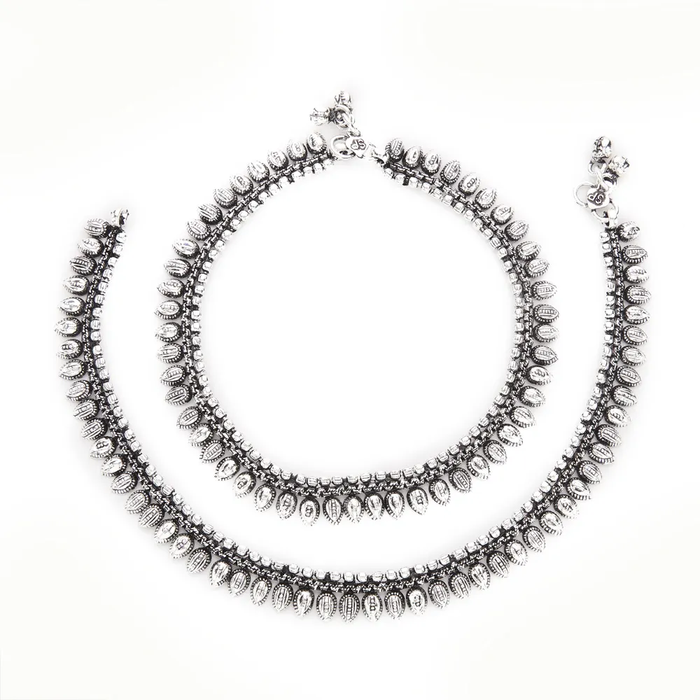 Grosir dan produsen Payal klasik dengan lapisan oksidasi 801722 perhiasan buatan tangan di India