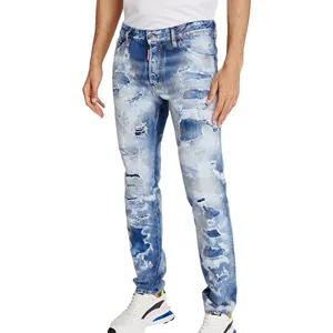 מכנסי ג'ינס דקים עם משובץ לגברים עם משובץ ג'ינס דק לגברים