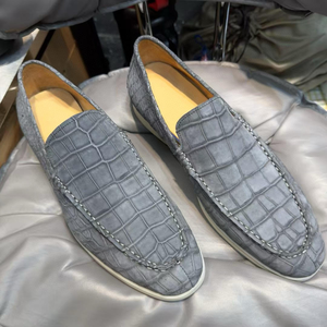 Mocasines Casuales de Lujo Hechos a Medida para Hombre - Calzado de Cuero Genuino de Cocodrilo del Nilo Sudafricano y Ante - Product Image 6