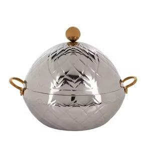 Venta al por mayor, olla redonda exquisita, ollas de cazuela con acabado cromado para decoración de centro de mesa, diseño hecho a mano de alta exigencia - Product Image 5