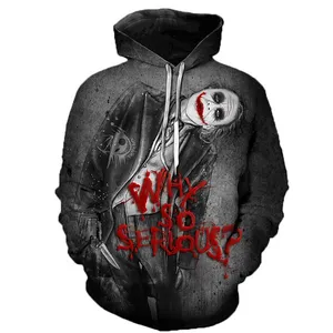 Yeni tasarım üst satış 3d baskılı joker hoodies toptan stok hiçbir adedi 3d kazak hoodies baskılı sıcak film joker hood