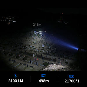 Lampe de plongée LED professionnelle ZeroBeam D7, étanche IP68, 100 m, rechargeable, réflecteurs SMO, projecteur, 498 m, 3100 lumens, faisceau spot - Product Image 2