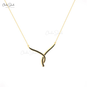 Handcrafted 14k Solid Gold Genuine 1.5mm Pave Set Black Diamond Twisted Bridal Necklace Gift Jewelry Manufacturer Direct <b>Supply</b> - Product Image 5