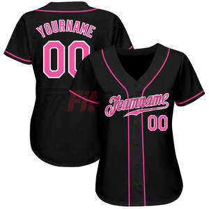 Custom Unisex Black Pink Baseball Jersey Full Sleeve Sublimated Team <b>Name</b> Number Fitted Breathable Adult Apparel Anti-Bacterial - Product Image 1
