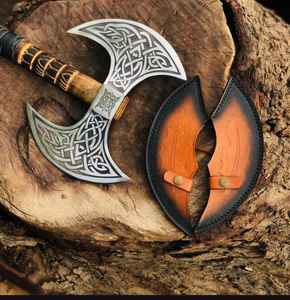 Hacha de Doble Cabeza de Acero con Alto Contenido de Carbono para Camping, Diseño Nuevo y de Alta Calidad, con Funda de Cuero Fino, en Venta - Product Image 5