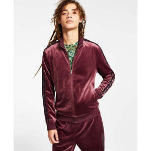 INC International Concepts Giacca da uomo in velluto rosso XS con collo alto, felpa autunnale tinta e lavorata - Product Image 1