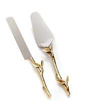 Couteau à gâteau élégant en métal, qualité supérieure, fait main, forme personnalisée, écologique, lot de 2, vente en gros