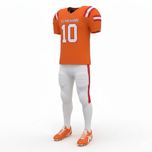 Ensemble de maillot et short de football américain personnalisable, 100% polyester, respirant et grande taille avec position du logo sur le devant - Product Image 4