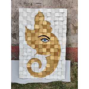 Décoration murale en mosaïque de bois Ganesha Sculpture élégante en mosaïque pour la décoration intérieure - Product Image 2