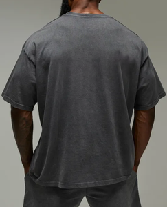 เสื้อยืดแขนสั้นผู้ชาย, เสื้อยืดผู้ชายผ้าฝ้าย100% ฟอกมีสไตล์สวมใส่สบายพิมพ์ลายทรงหลวม - Product Image 6