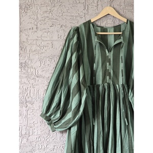 Vestido Maxi Verde a Rayas, Estilo Gótico-Elegante, Diseño Personalizado, Cintura Imperio, Transpirable, Talla 5XL, para Citas, Fiestas y Vacaciones - Product Image 6
