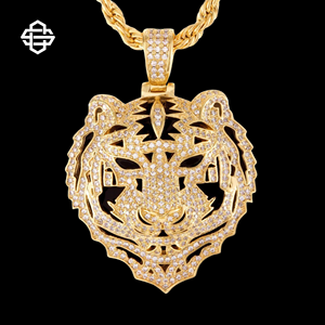 สร้อยคอชุบทองจี้ไม้กางเขนเพชร CZ ทรงกลมหรูหราสำหรับผู้ชาย - Product Image 6