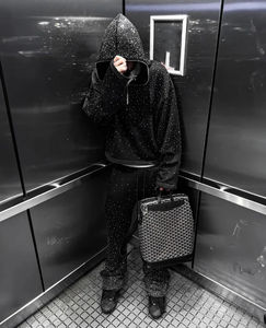 เสื้อฮู้ดดี้สุดฮิต แต่งเองได้เต็มที่ ประดับคริสตัล ล้างสีแบบ Acid Wash สำหรับผู้ชาย ปักโลโก้ด้วยผ้าปะ ผ้าเฟรนช์เทอร์รี่ สไตล์สตรีทแวร์ วินเทจ ซิปหน้า - Product Image 2