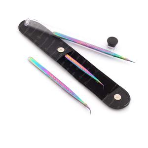 Pince à cils à pointes multiples Poignée noire Pince à cils d'extension testée à la main Matériau en acier inoxydable Logo personnalisé Marque privée - Product Image 6