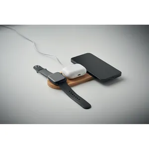 Chargeur sans fil 3-en-1 en bambou RECPAD, gadgets promotionnels personnalisés, batterie externe - Product Image 1