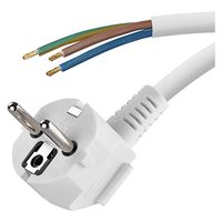 Câble d'alimentation Schuko vers fil nu de qualité supérieure |   Câble flexible en PVC 3x0,75 mm², 5 m (16,4 pi) blanc |   Câble d'alimentation de type F avec extrémité ouverte
