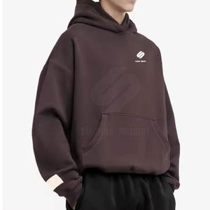 เสื้อฮู้ดโอเวอร์ไซส์สำหรับผู้ชายผ้าฝ้าย100% โอเวอร์ไซส์แบบเรียบออกแบบได้ตามต้องการดีไซน์ใหม่ - Product Image 3