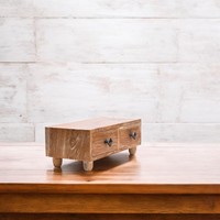 Coffre à bijoux élégant en bois NONO, 2 tiroirs, solution de rangement multifonctionnelle de qualité pour petits objets, style Japandi, emballage pour bijoux