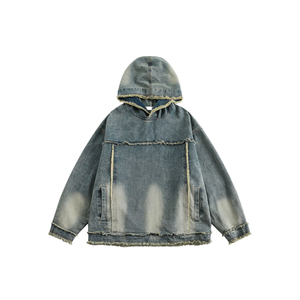 Sweat-shirt personnalisé pour hommes 100% coton vierge vieilli, lavage à l'acide, impression lourde, bases de conception, sweat-shirt en coton mélangé - Product Image 1