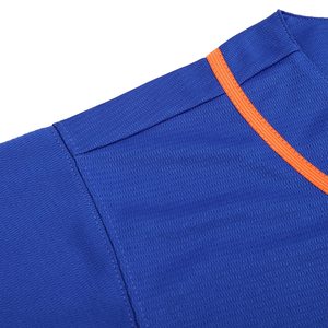 Unisex Blue Baseball Jersey With Orange Trim Short Sleeve Button Down Moisture Wicking <b>Mesh</b> Fabric Adult <b>Size</b> - Product Image 5