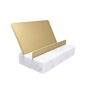 Tarjetero de mármol y latón, soporte de exhibición para boda, tarjetero, tarjetero para escritorio con venta - Product Image 1