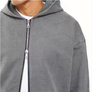 Sudadera con Cremallera 100% Algodón para Hombre, Bordado Sólido, Invierno, Casual, con Capucha, Impresión Digital, Logotipo Personalizado, Cuello con Capucha, Resistente al Viento - Product Image 1